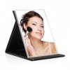 HY Miroir de table pliable portable de maquillage de bureau pliable en similicuir avec support réglable