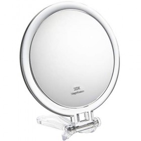Fantasia Miroir de Voyage Pliable en Acrylique Double Face avec grossissement 10x avec poignée, Miroir de Maquillage avec étu