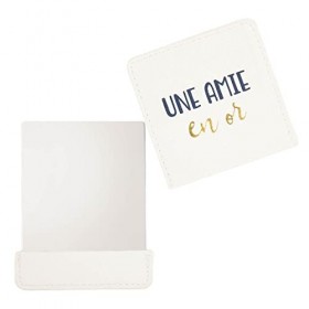 DRAEGER Paris | Miroir de Poche Une Amie en Or avec étui Blanc | Miroir carré Maquillage à emmener Partout | Idéal Maison et 