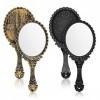 NA 2 Pièces Miroir à Main, Rétro Motif Poignée Miroir de Maquillage Cosmétique Miroir Ovale Miroir de Voyage Style Rétro Roma