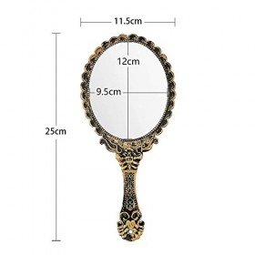 NA 2 Pièces Miroir à Main, Rétro Motif Poignée Miroir de Maquillage Cosmétique Miroir Ovale Miroir de Voyage Style Rétro Roma
