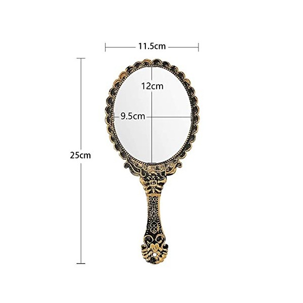 NA 2 Pièces Miroir à Main, Rétro Motif Poignée Miroir de Maquillage Cosmétique Miroir Ovale Miroir de Voyage Style Rétro Roma