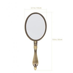 Artibetter Miroir à Main avec Poignée Miroir en Métal Vintage Miroir de Maquillage Compact pour Maquillage de Maquillage