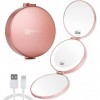 B Beauty Planet Miroir grossissant Lumineux,Miroir grossissant de Voyage Pliant X20/X5/X1,Miroir de Poche Rechargeable et Pli