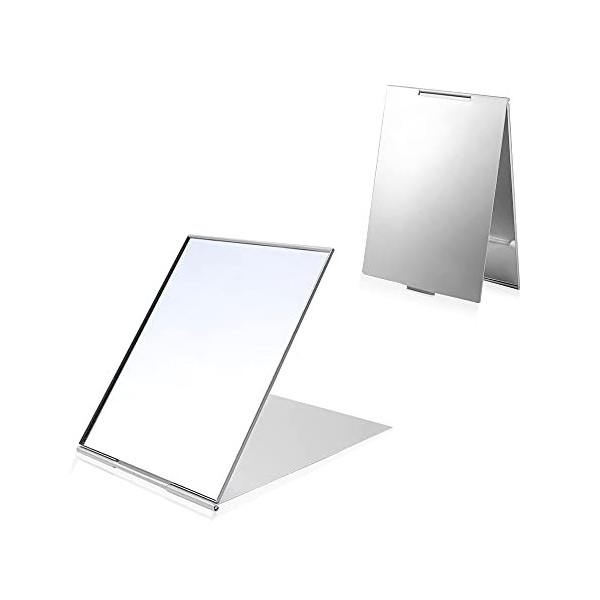 LELE Life Lot de 2 miroirs pliants Portables Ultra-Minces, Coque en Aluminium, Facile à Transporter, Miroir de Maquillage de 