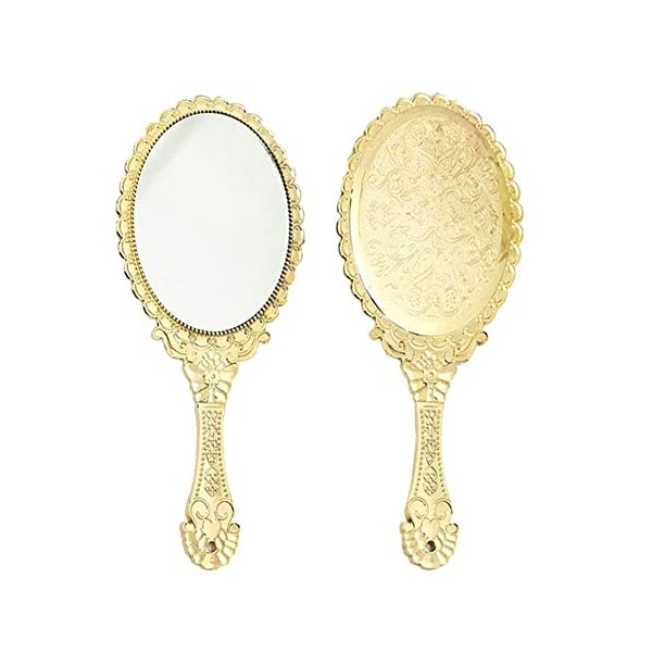 KABAKE Miroir de poche avec poignée, petit paquet de voyage, compact, vintage, décoratif, pour maquillage, cosmétiques, pour 