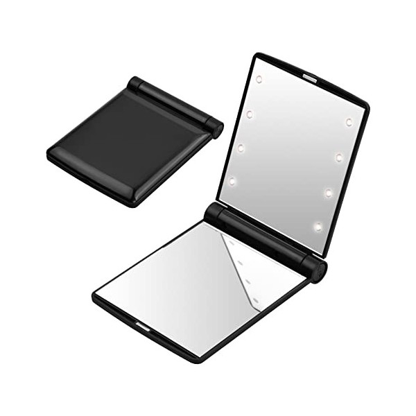 Jinlaili Miroir de Poche Pliable à LED, Miroir de Poche Voyage,Petit Miroir Pliable, Miroir à Maquillage Portable, Miroir de 