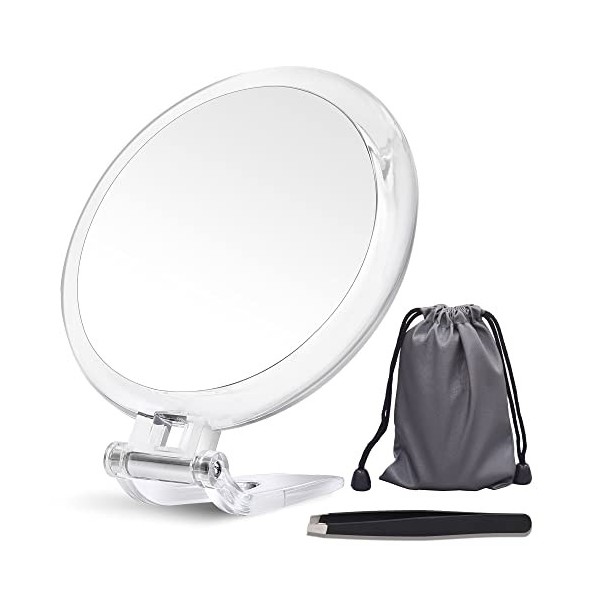 B Beauty Planet Miroir grossissant 20 x 12,7 cm, Miroir Double Face, grossissement 20X/1x, Miroir de Maquillage Pliable avec 