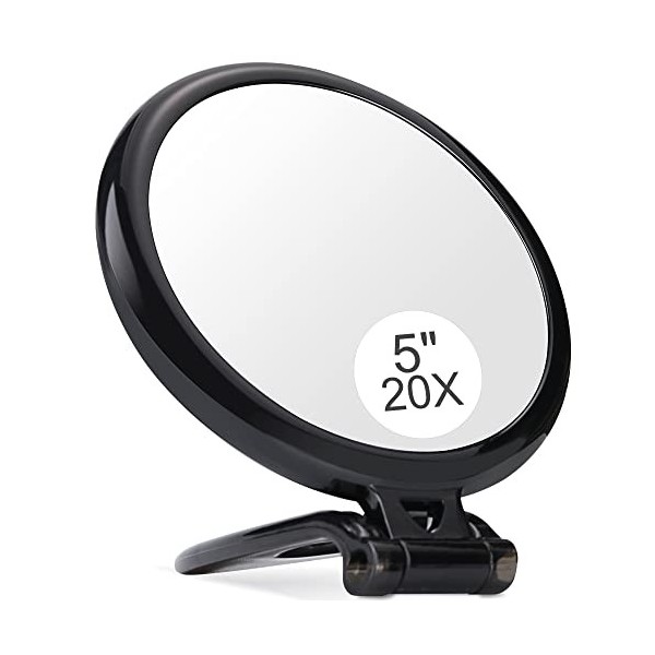 B Beauty Planet Miroir grossissant 20 x 12,7 cm, Miroir Double Face, grossissement 20X/1x, Miroir de Maquillage Pliable avec 