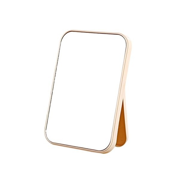 Frcolor Miroir cosmétique portatif Miroir de maquillage compact de bureau pliable Beige 