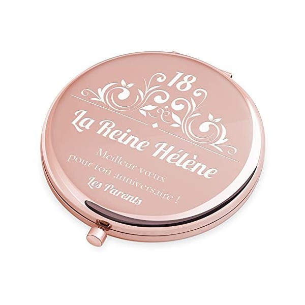 Maverton Miroir de Poche personnalisé de Couleur Or Rose - Accessoire pour Trousse de Maquillage - Mirroir Rond pour Elle - C