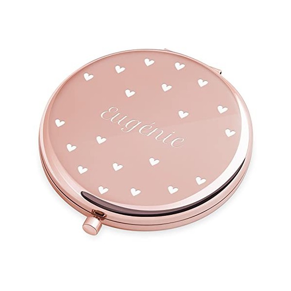 Maverton Miroir de Poche personnalisé de Couleur Or Rose - Accessoire pour Trousse de Maquillage - Mirroir Rond pour Elle - C