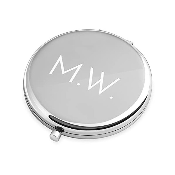 Maverton Miroir de Poche personnalisé - Couleur : Argent - Accessoires de Maquillage - Cadeau Parfait pour Les Femmes - Cadea