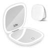 Micacorn Miroir Compact à LED, Grossissement 1X 10X Miroir de Maquillage, Écran Tactile 3 Couleurs Luminosité Réglable Miroir
