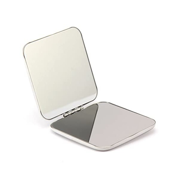 Cdemiy Miroir de Poche, Acier Inoxydable Miroir Pliant, Double Face Petit Miroir, Compact Mirrors Facile à Porter Miroir de V