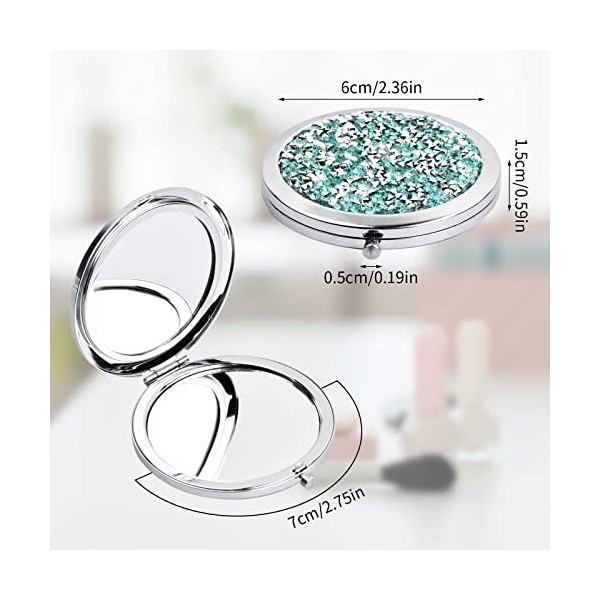 KYSUN Miroir Maquillage Poche, Miroir de Poche avec Grossissement x1 / x2, Rond Miroir Pliable & Portable, 7 cm Miroir de Poc