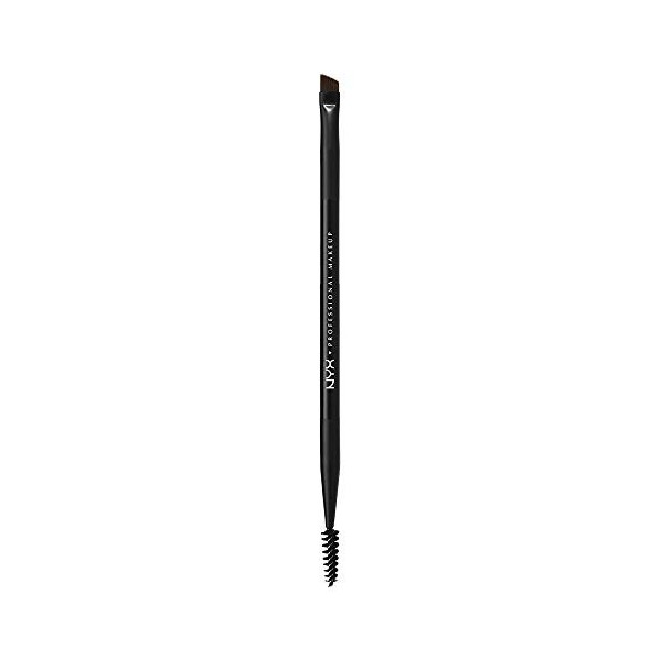 NYX Professional Makeup Pinceau à Sourcils Double-Embout Pro avec Goupillon et Pinceau Biseauté, Noir