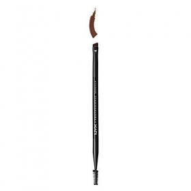 NYX Professional Makeup Pinceau à Sourcils Double-Embout Pro avec Goupillon et Pinceau Biseauté, Noir