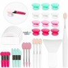 31 pièce Silicone Pinceaux à lèvres avec Anti-perte Couverture et Sac, Cosmétique Spatule de maquillage Pinceau applicateur d