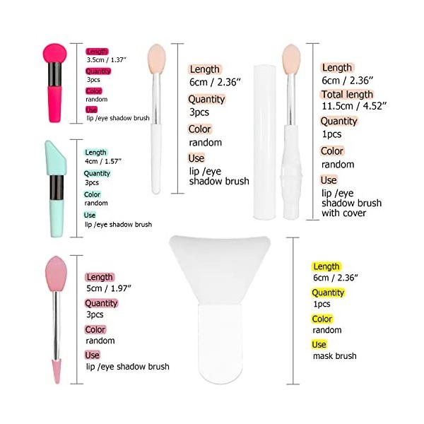 31 pièce Silicone Pinceaux à lèvres avec Anti-perte Couverture et Sac, Cosmétique Spatule de maquillage Pinceau applicateur d