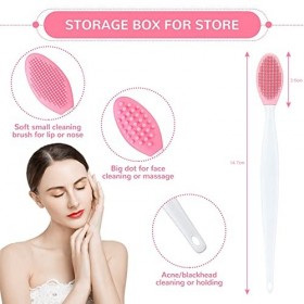 Pinceau à Lèvres Exfoliant en Silicone Double Face,Brosse à Lèvres en Silicone Exfoliante Outil de Beauté à Nettoyage Double 