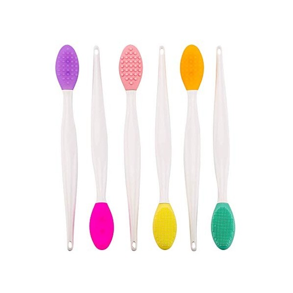 LUTER 6 pcs Brosse à Lèvres en Silicone Exfoliante Outil de Beauté à Nettoyage Double Face pour Une Peau Plus Lisse et Les Lè