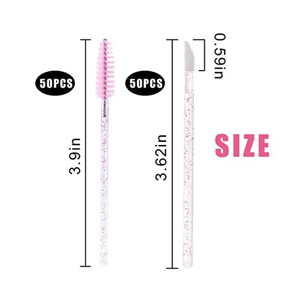 100 Pcs Brosse À Lèvres Jetable En Cristal Bâton Brosse À Cils Jetable Ensembles, Kits Doutils De Maquillage,Convient pour l