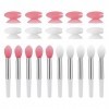 Pinceaux à Lèvres en Silicone avec Couvercles, 10pcs Pinceaux à Lèvres et 10pcs Couvercles Réutilisables Applicateur Rouge à 