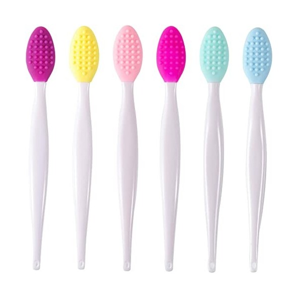 BOBOZHONG Silicone Exfoliating Lip,Pinceau à Lèvres Exfoliant en Silicone,6 Pièces Gommage à Lèvres en Silicone Double Facepo