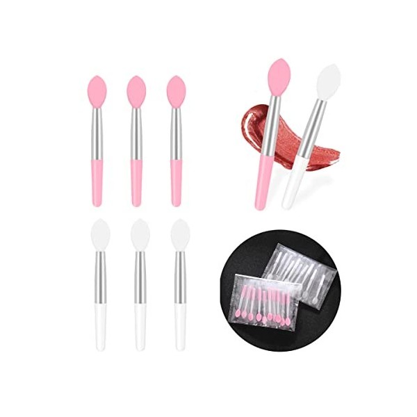 Yueser 20 Pièces Pinceau à Lèvres Mini Portable Brosse à Lèvres en Silicone Double Face pour le Nettoyage des Lèvres Adoucir 