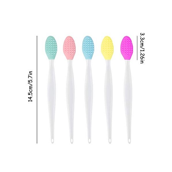 Maxin Lot de 10 pinceaux à lèvres double face en silicone exfoliant les lèvres pour le nez et les lèvres pour homme et femme