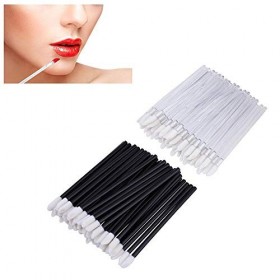 100 Pièces Jetable Brosse Brillant à Lèvres,Applicateurs de Brillant à Lèvres,Maquillage L’outil Pinceau 50 Pièces en Noir, 5