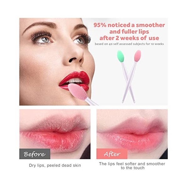 Lip Brush Tool,Double-Sided Silicone Exfoliating Lip Brush 2PCS 