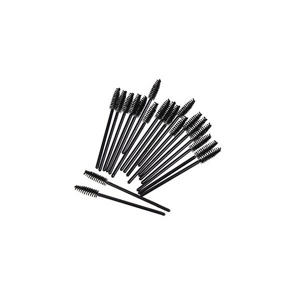 KOLIGHT Lot de 100 mini pinceaux de maquillage jetables pour cils 100 pièces, noir 