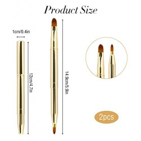 Lot de 2 pinceaux de maquillage rétractables à double extrémité pour rouge à lèvres, gloss à lèvres, pinceau applicateur
