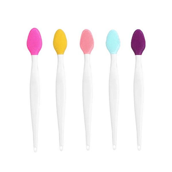 EXCEART Lot de 5 brosses à lèvres double face en silicone exfoliant pour le nez et les points noirs