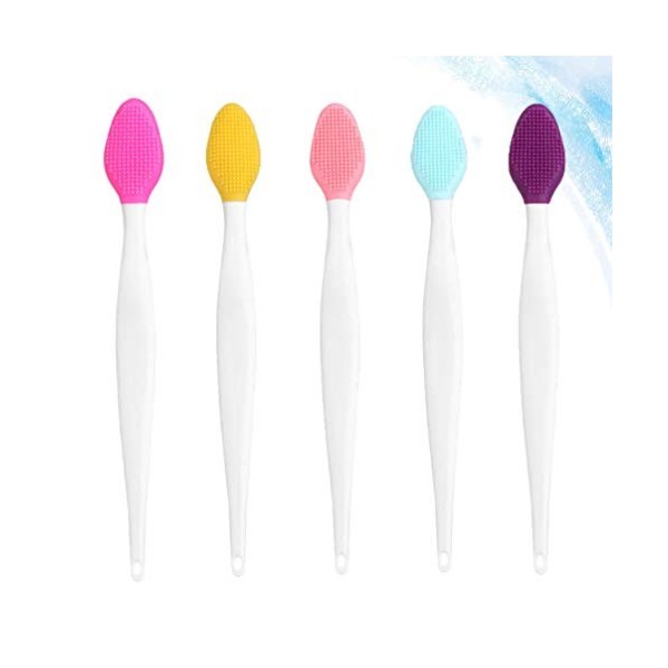 EXCEART Lot de 5 brosses à lèvres double face en silicone exfoliant pour le nez et les points noirs