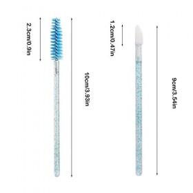 Lot de 100 baguettes jetables pour mascara et lèvres – 50 pinceaux à cils en cristal + 50 baguettes jetables pour gloss à lèv