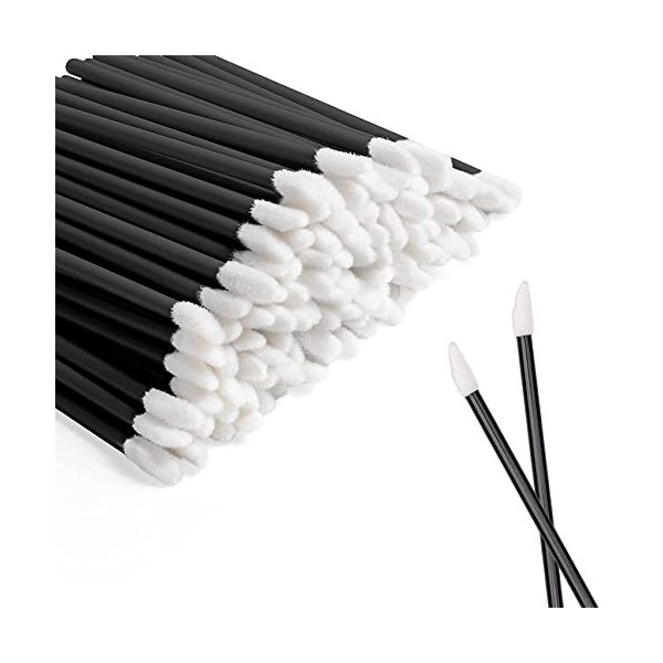 LacyMC 50 Pièces Pinceaux Lèvre,Brosse à Lèvres Applicateur,Lèvres Lip Brush Parfait Outil de Maquillage Kits Noir 