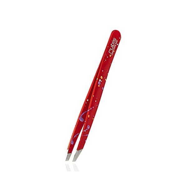 Pince à épiler Rubis en peinture daction rouge - inclinée, fine et pointue - pince a epiler professionnelle pour les sourcil