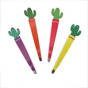 Lot de 4 pinces à épiler en forme de cactus violet, orange, rose, jaune 