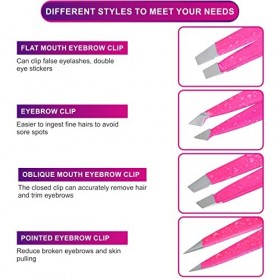 YOUTECH Lot de 4 pinces à épiler pour sourcils et femmes avec pochette en cuir