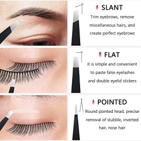 TOPMEET Ensemble de pinces à sourcils en acier inoxydable pour enlever les poils du visage, les poils qui poussent vers lint