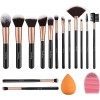 14 PCS Set Pinceaux Maquillage Rose Doré avec Eponge Maquillage et Brosse De Nettoyage Synthétiques Haut De Gamme pour fond D