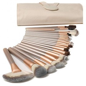 18PCS Set Pinceaux Maquillage avec Sac De Rangement Professionnel pour Fond De Teint, Blush, fard à Paupières Poils Synthetiq