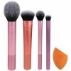Real Techniques Essentiels du Quotidien - lot de 4 pinceaux pour blush et éponge teint miracle