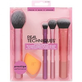 Real Techniques Essentiels du Quotidien - lot de 4 pinceaux pour blush et éponge teint miracle
