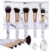 HEYMKGO Pinceaux Maquillages Set Professionnel Kit ,Yeux Pinceau Blush Fond de Teint, 10 Pinceaux + 2 éponges Maquillage + Sa