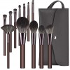 HEYMKGO Pinceaux Maquillages Set Professionnel Kit ,Yeux Pinceau Blush Fond de Teint, 10 Pinceaux + 2 éponges Maquillage + Sa