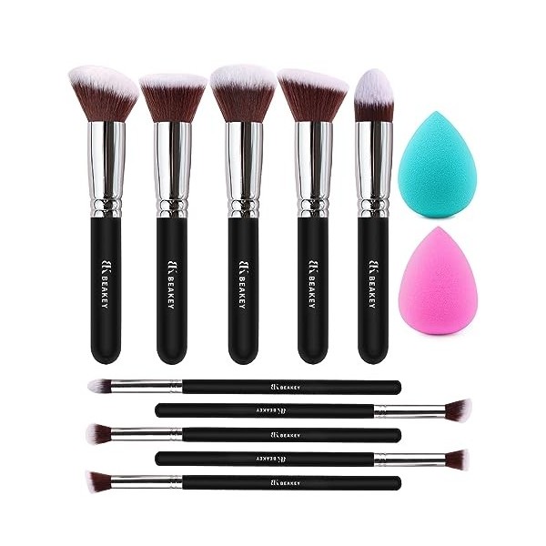 BEAKEY Pinceaux Maquillages Professionnel, Pinceau Maquillage Pour Fond de Teint Blush Lanti-cernes Fard à Paupières Poudre 